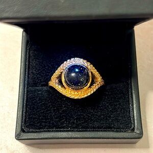 Black Sunstone & Rose gold vermeil over sterling silver ring. Size 9.